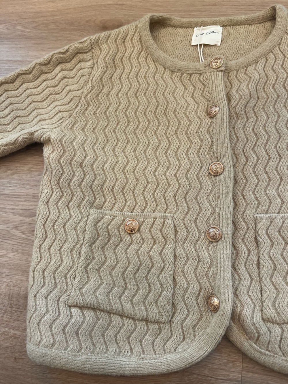 Camel Knit Cardigan with Gold Buttons - Picture 5 of 9